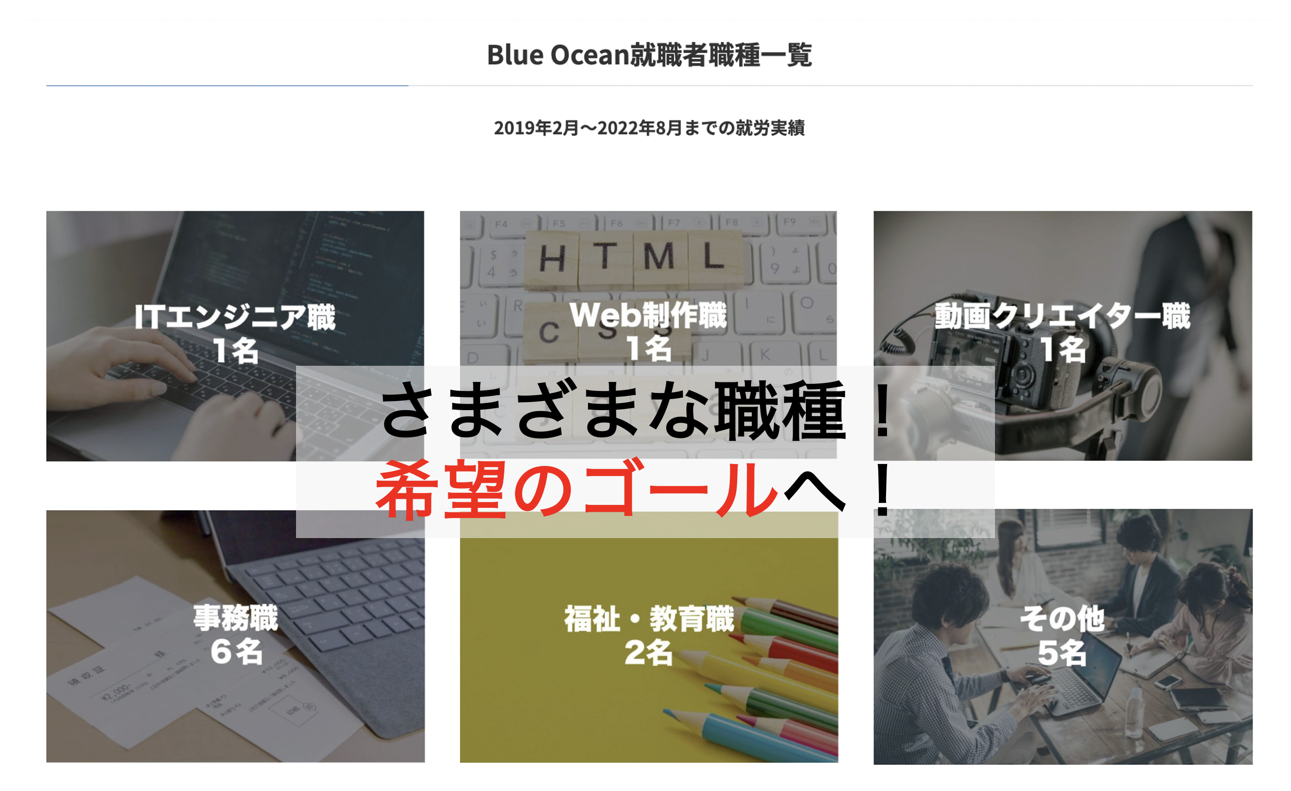 Blue Ocean就職者職種一覧